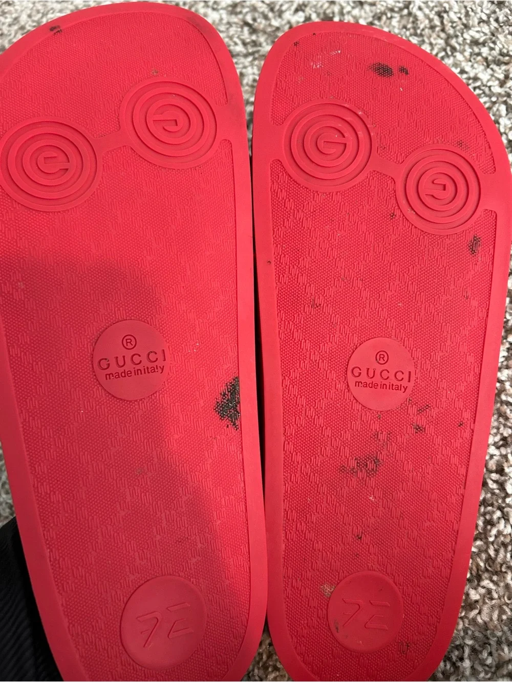 Gucci red rubber slides